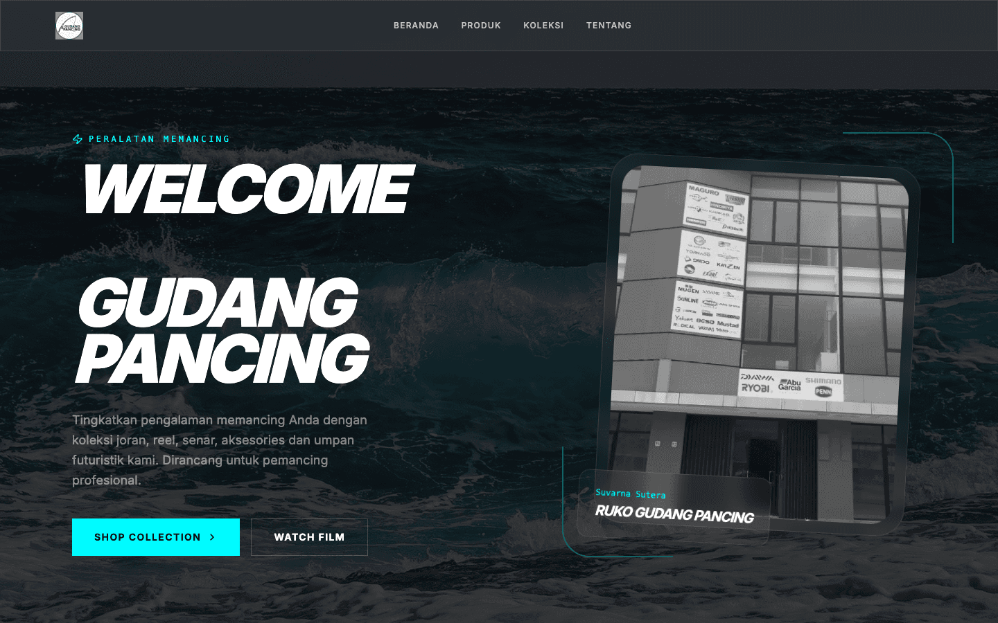 Tampilan website Gudang Pancing